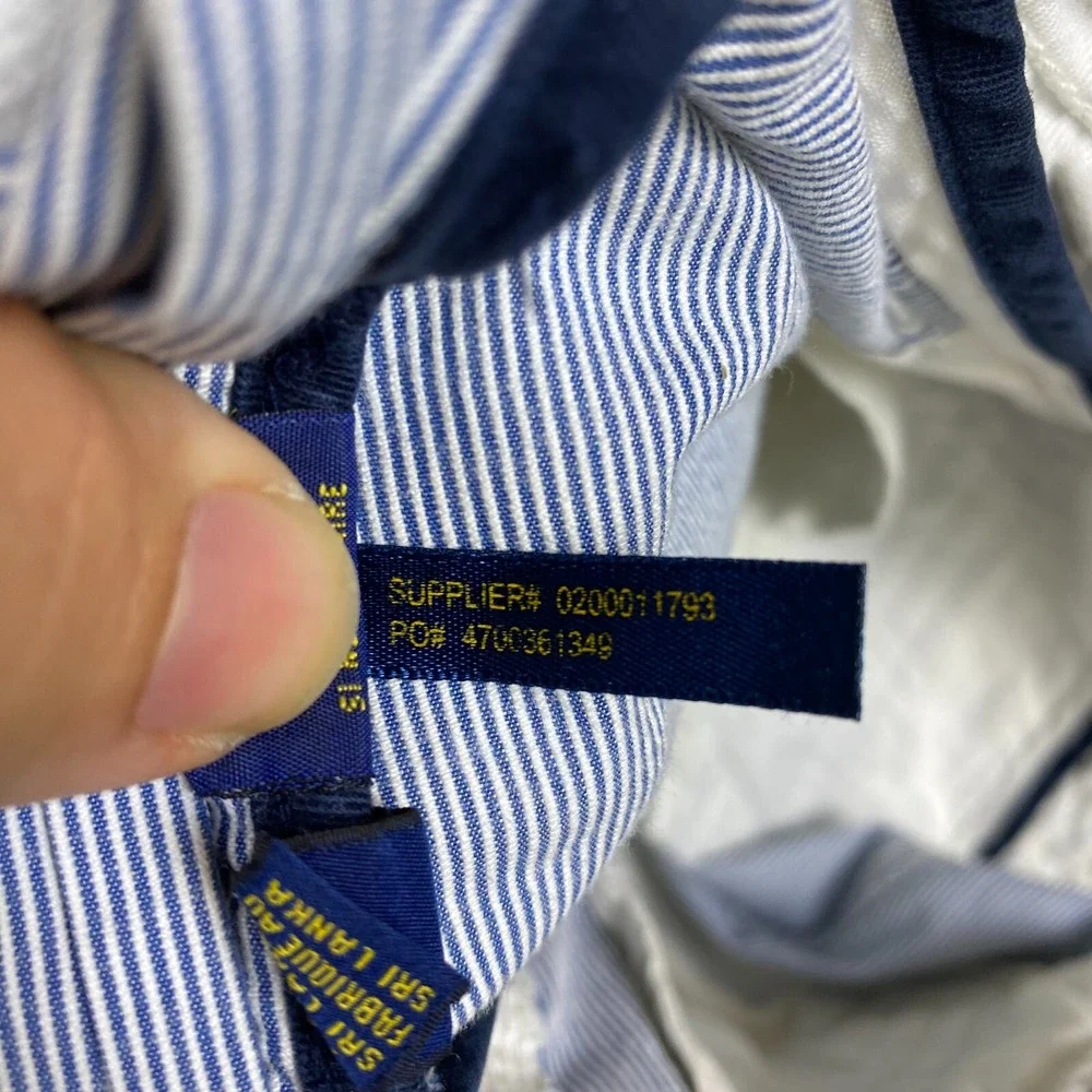 Polo Ralph Lauren Cargo Shorts Mens 36 Blue White Pinstripe Cotton Preppy‎ Beach